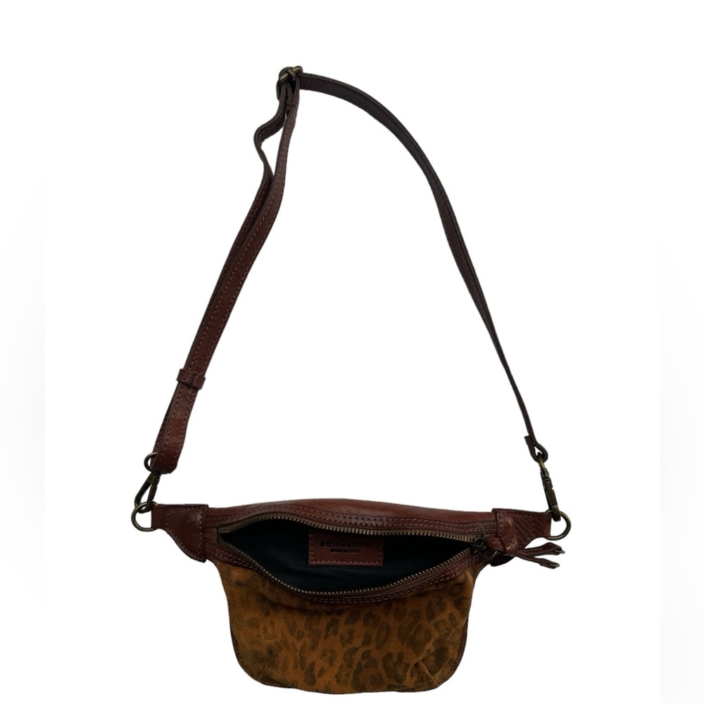 SUNDANCE Crossbody Brown Suede Leather Leopard Wilder Ridge Coastal Cowgirl